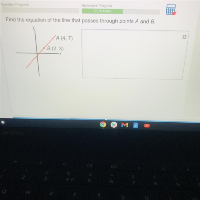 Find the equation of the line that passes through points A and B-example-1