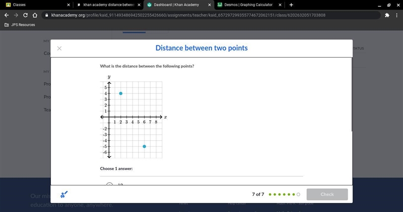 Last khan academy assignment distance formula-example-1