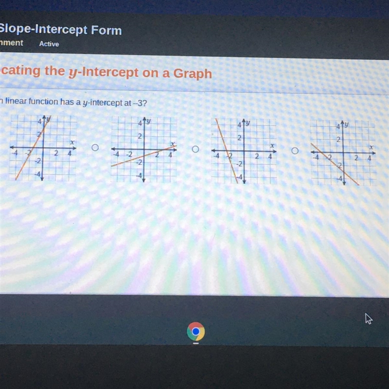 Which linear function has a y-intercept at -3? A,B,C,D-example-1