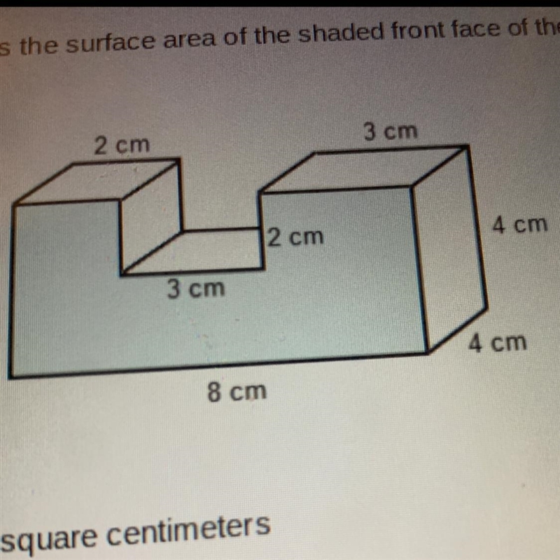 What is the surface area of the shaded front face of the composte solid? A. 16 square-example-1