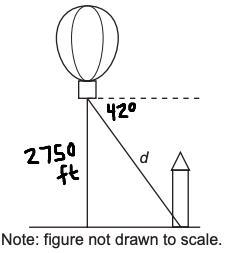 A hot air balloon is 2,750 feet above the ground. The angle of depression from the-example-1