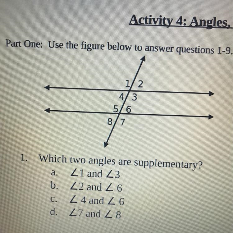 Which angle is supplementary-example-1