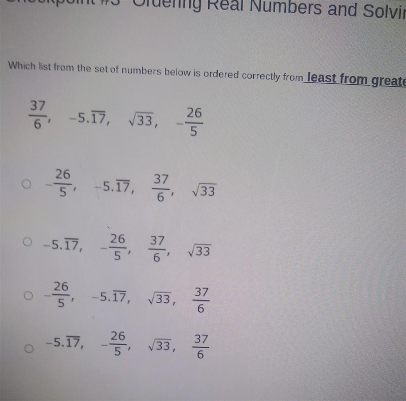 Please help me on this ​least to greatest-example-1