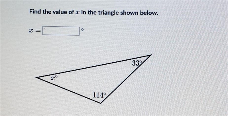 Please help :( Find the value of X in the triangle shown below.​-example-1