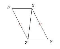 What additional information can be used to prove ZDX=XYZ by SSS? A) DX=YZ B) DZ=YX-example-1