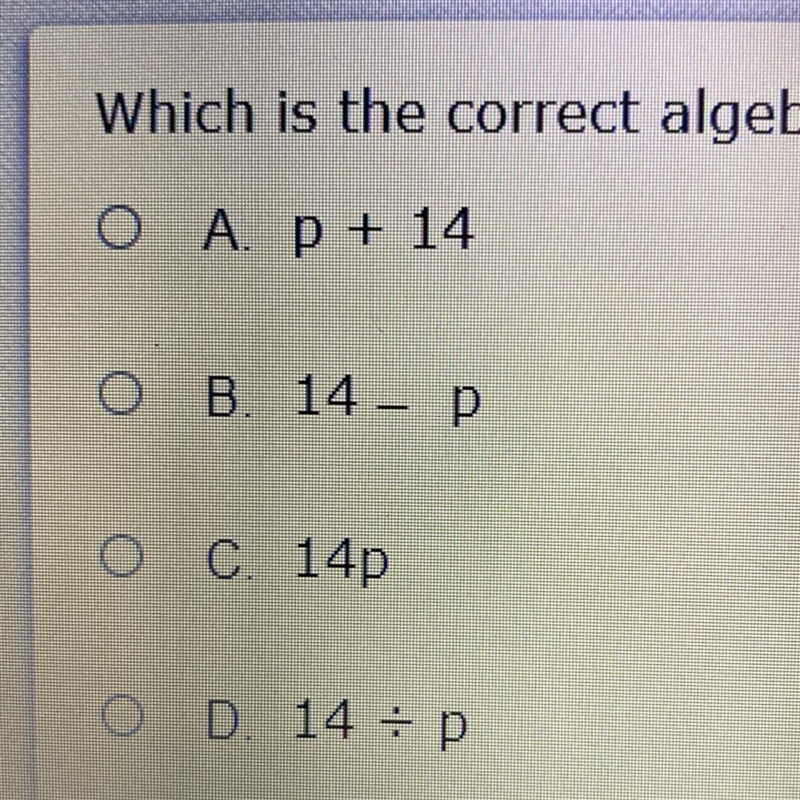 Which is the correct algebraic expression for the phrase, 14 more pickles than the-example-1