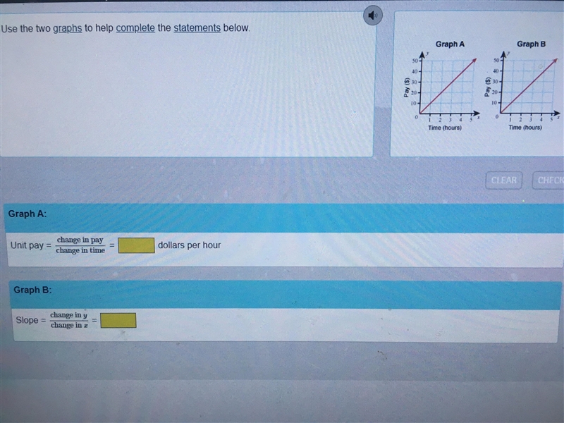 Use the two graphs to help complete the statements below.-example-1