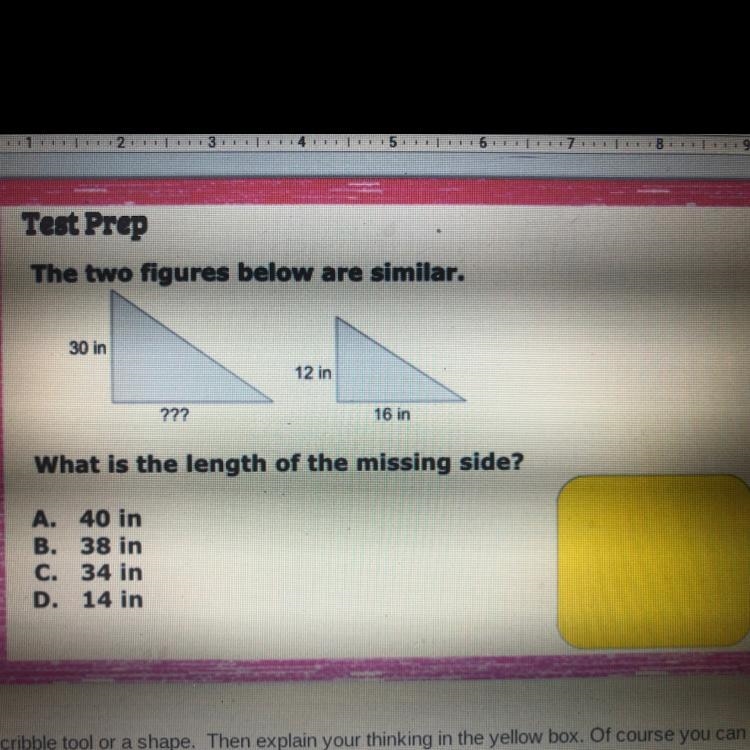 What is the length of the missing side?-example-1