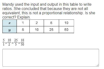 Mandy used the input and output in this table to write ratios. She concluded that-example-1