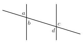 HELP!! ⚠️ In the diagram below, the two vertical segments are parallel. What is the-example-1