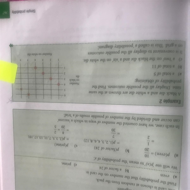 Example 2 A black die and a white die are thrown at the same time. Display all the-example-1