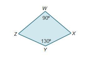 Using the properties of a kite, what is the measure of Angle X? 70° 90° 130° 140°-example-1