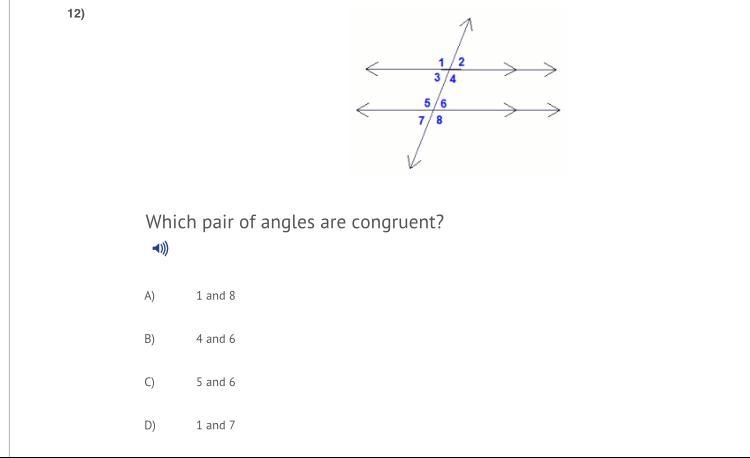 Which pair of angles are congruent?-example-1