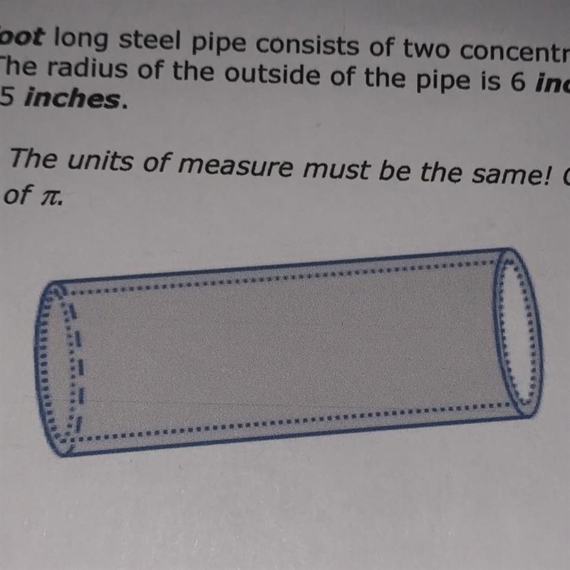 A 4-foot long steel pipe consists of two concentric cylinders, with the inner cylinder-example-1