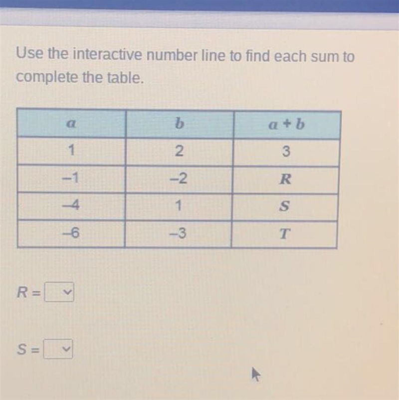 Help for the “R=“ the choices are -3 0 3 for the “S=“ the choices are 5 3 -3-example-1