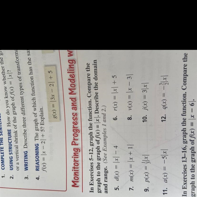 Only 5,7,9 and 11. d(x) = |x| – 4 m(x)= |x+1| p(x)= 1/3 |x| a(x)= -5|x| Please help-example-1