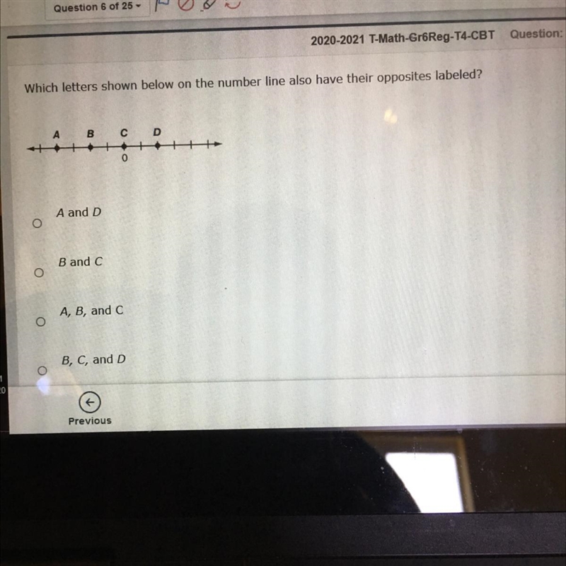 Which letters shown below on the number line also have their opposites labeled-example-1