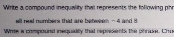 Write a compound inequality that represents the following phrase. all real numbers-example-1