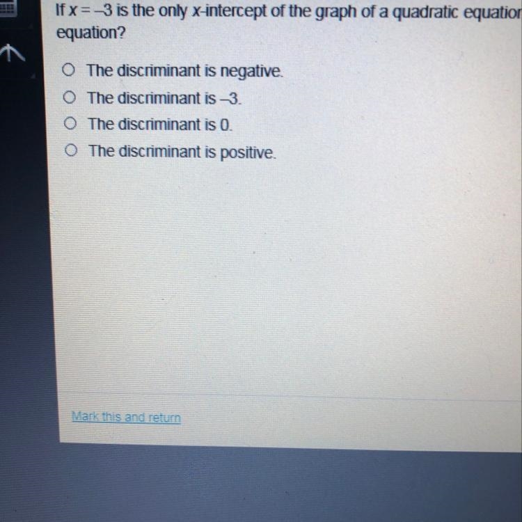 Ifx=-3 is the only x-intercept of the graph of a quadratic equation, which statement-example-1