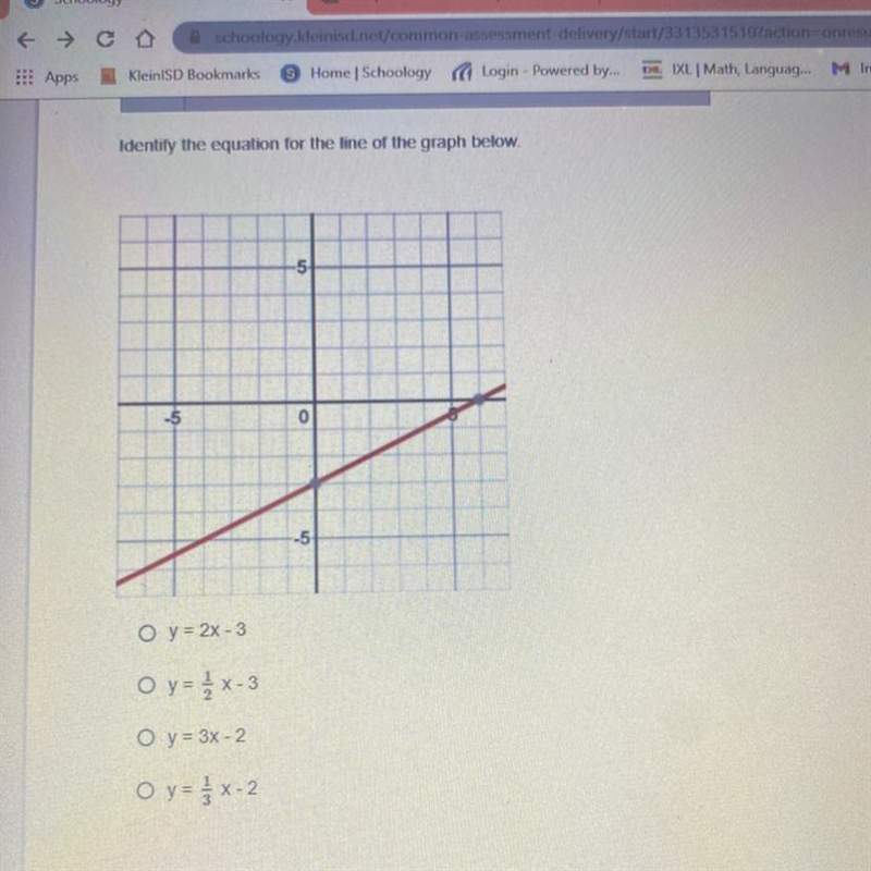 Identify the equation for the line of the graph below.-example-1