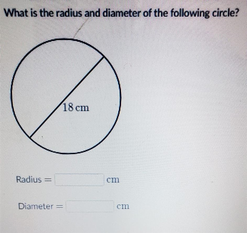 What is the radius and diameter of the following circle?​-example-1