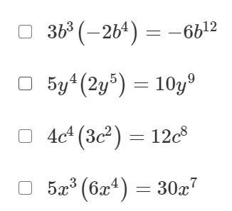 Which equations are correct? Select each correct answer.-example-1