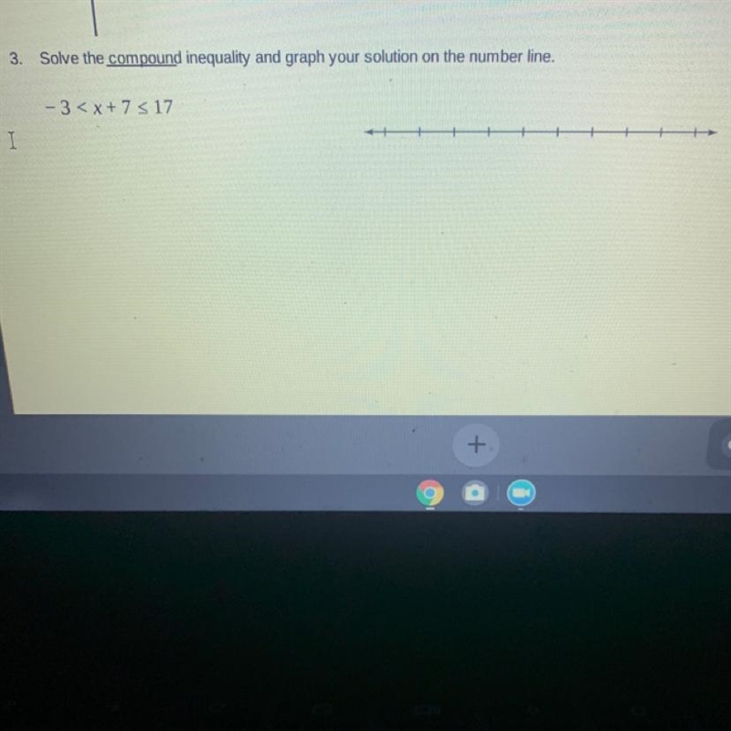 Solve the compound inequality and graph your solution on the number line. I WILL GIVE-example-1