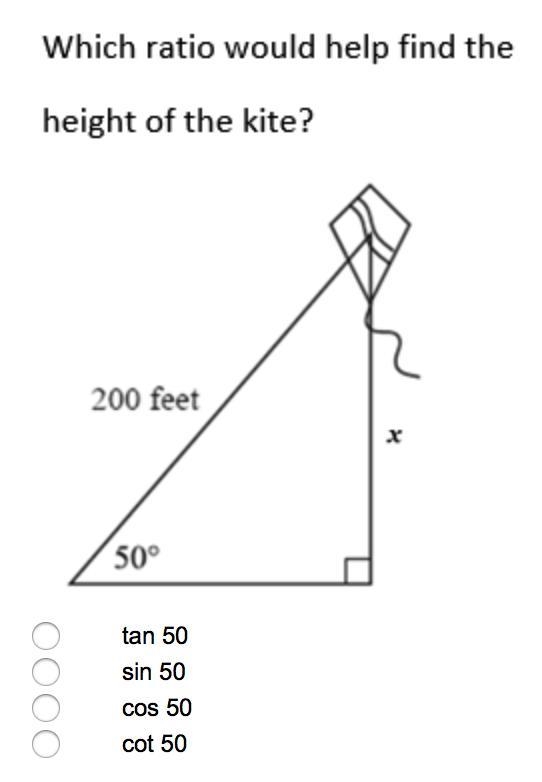 Which ratio would help find the height of the kite?-example-1