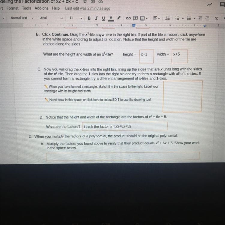 A. Multiply the factors you found above to verify that their product equals x2 + 6x-example-1