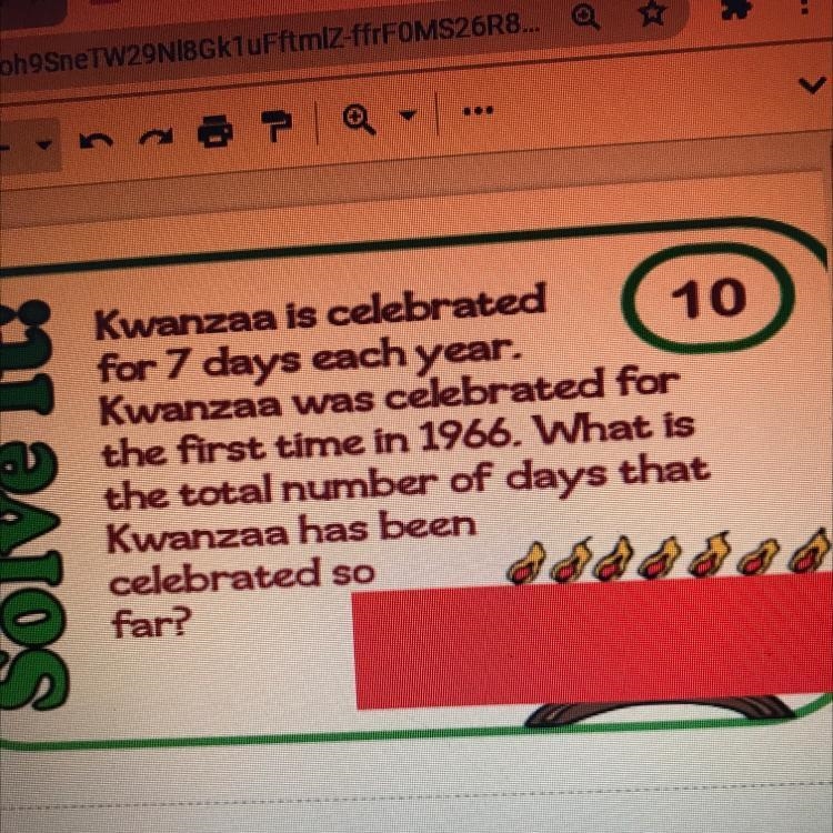 Kwanzaa is celebrated for 7 days each year. Kwanzaa was celebrated for the first time-example-1