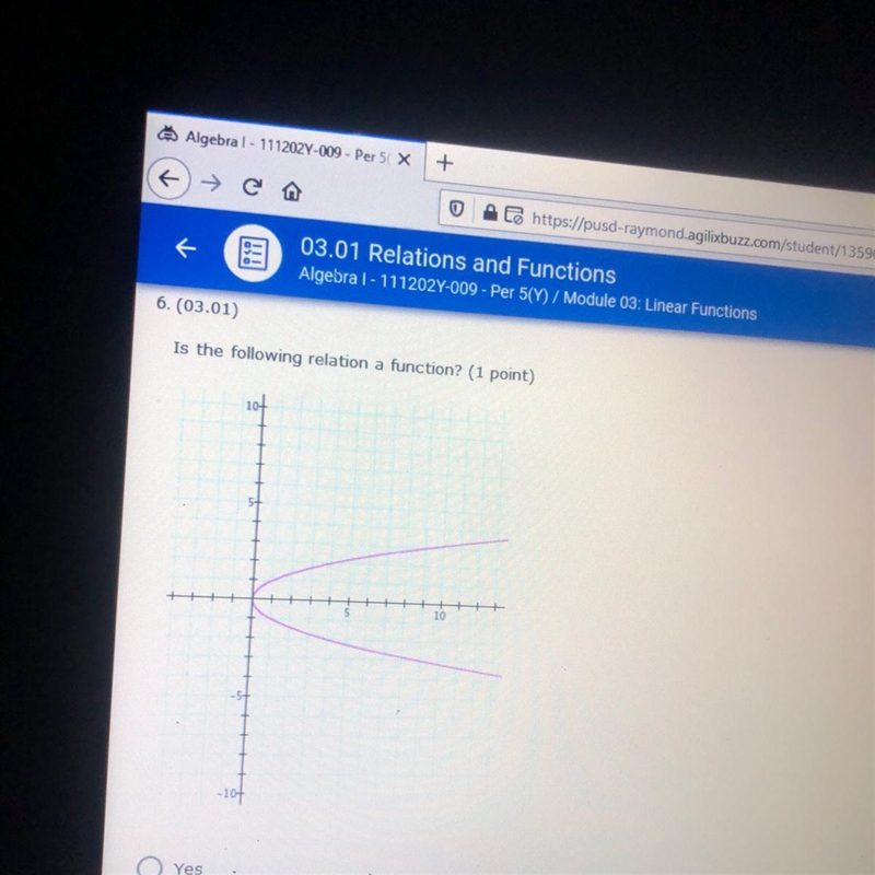 Is the following relation a function (1 point) -101-example-1