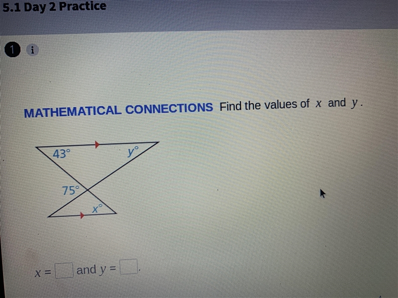 Find the values of x and y-example-1