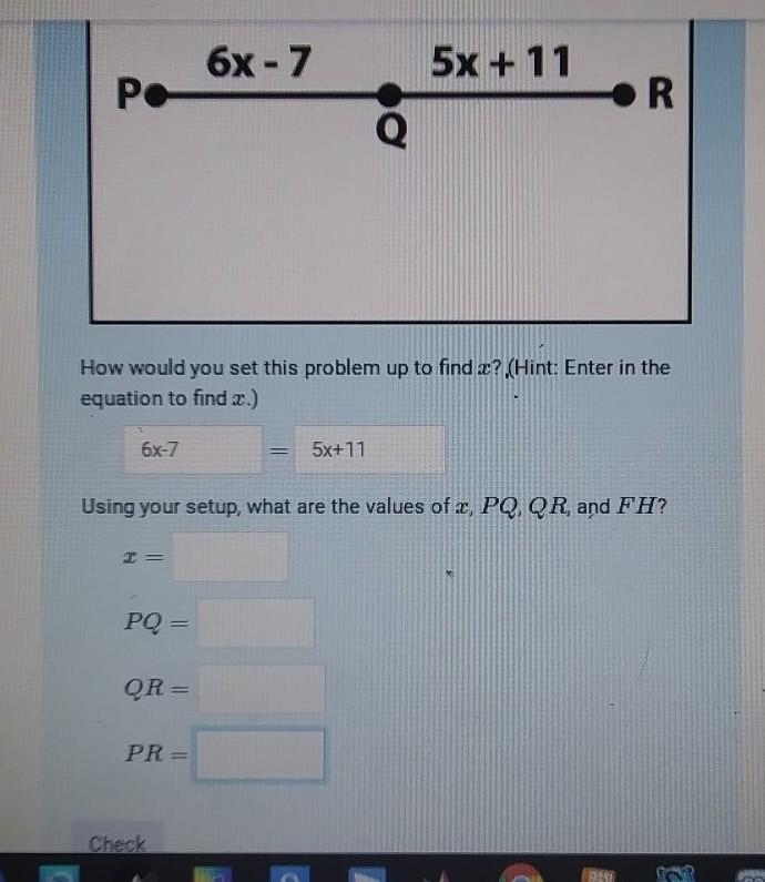 Using the following image, solve the problems below given that Q is the midpoint of-example-1