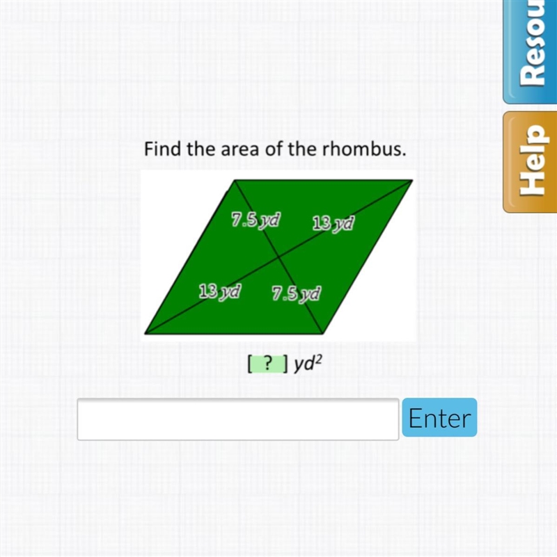 Find the area of rhombus. Please help-example-1