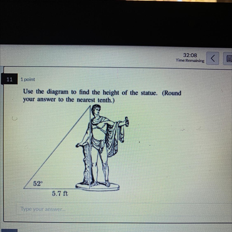 Use the diagram to find the height of statue.round to the nearest tenth-example-1