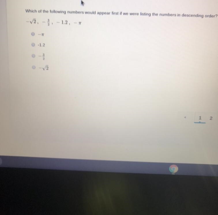 Which of the following numbers would appear first if we were listing the numbers in-example-1