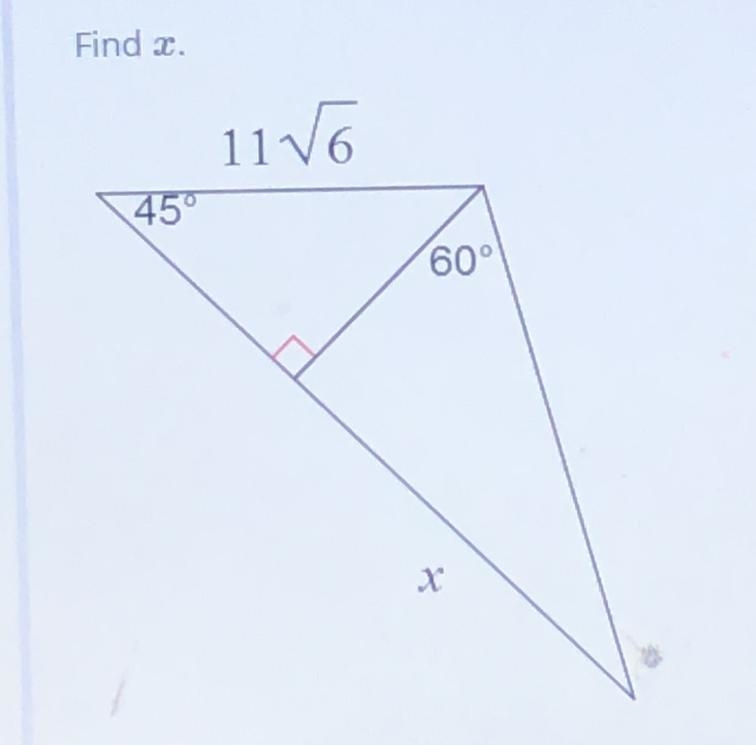 Find x A. 33 B. 44√3 C. 33√2 D. 11√3-example-1