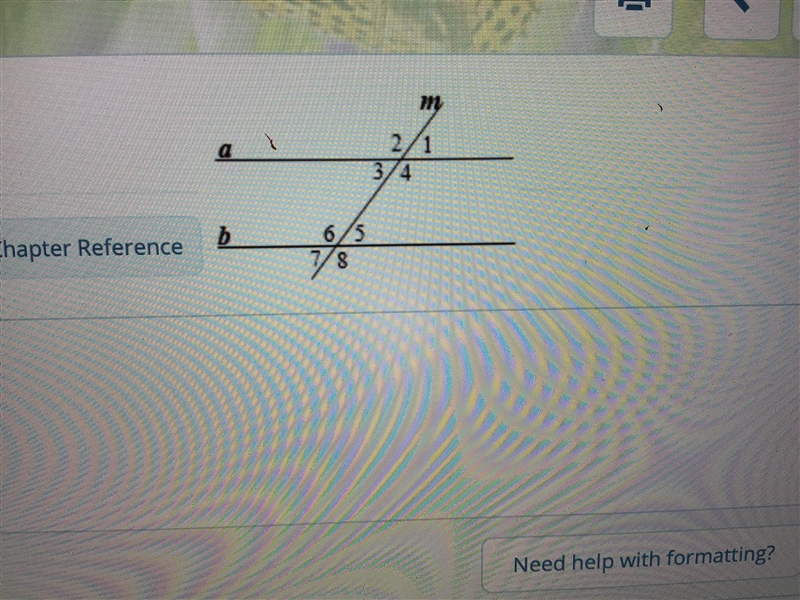 Find the angle measures. Justify you responses. Given: a//b, m<3= 63 degrees Find-example-1