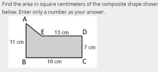 Find the area in square centimeters of the composite shape shown below. Enter only-example-1