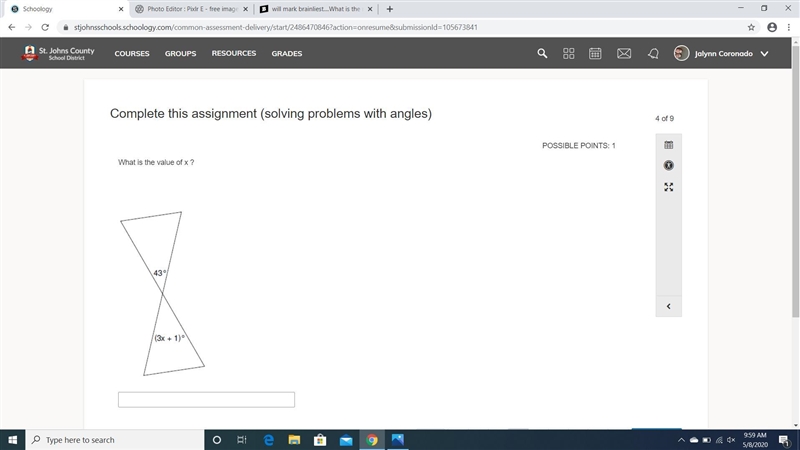 What is the value of x?!?!?!?!?!??!!!!-example-1