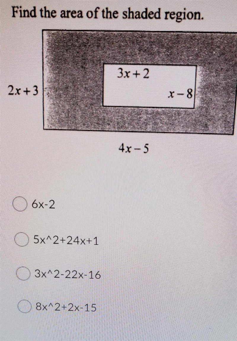 Find the area of the shaded region​-example-1