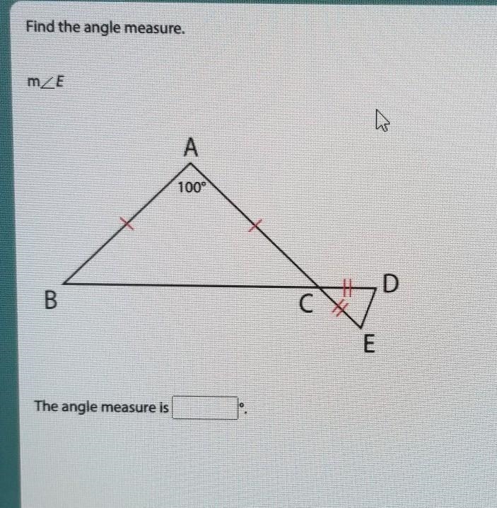 Find the angle measure. Angle E ​-example-1