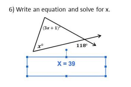 How do i find the value of X (i know 39 is wrong i just accidentally typed it in)-example-1