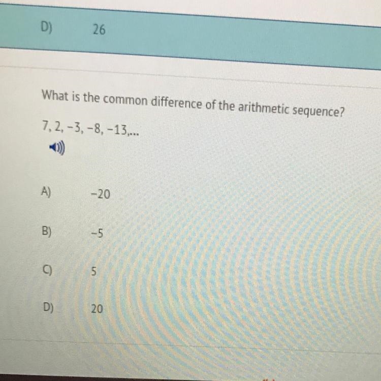 What is the common difference of the arithmetic sequence? 7.2.-3.-8.-13....-example-1