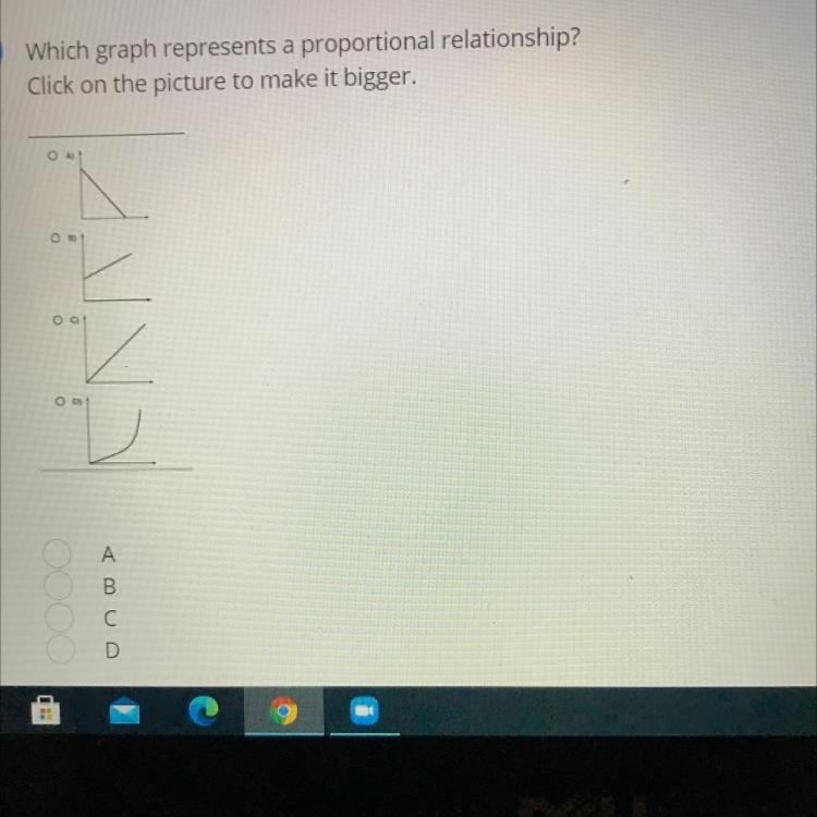 Which graph represents a proportional relationship ?-example-1