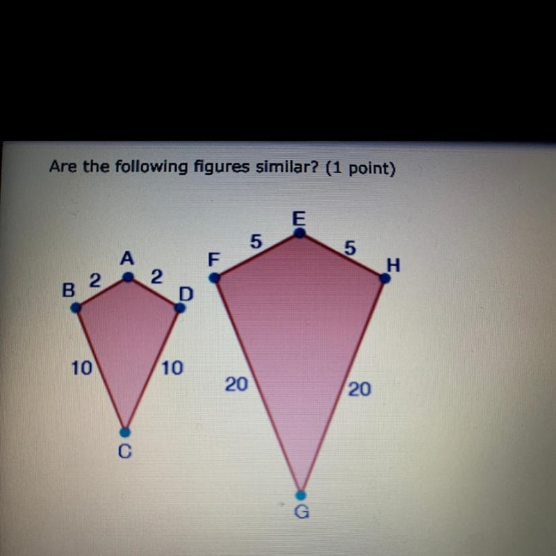 Are following figures similar.? A)yes; The corresponding angles are congruent B)No-example-1