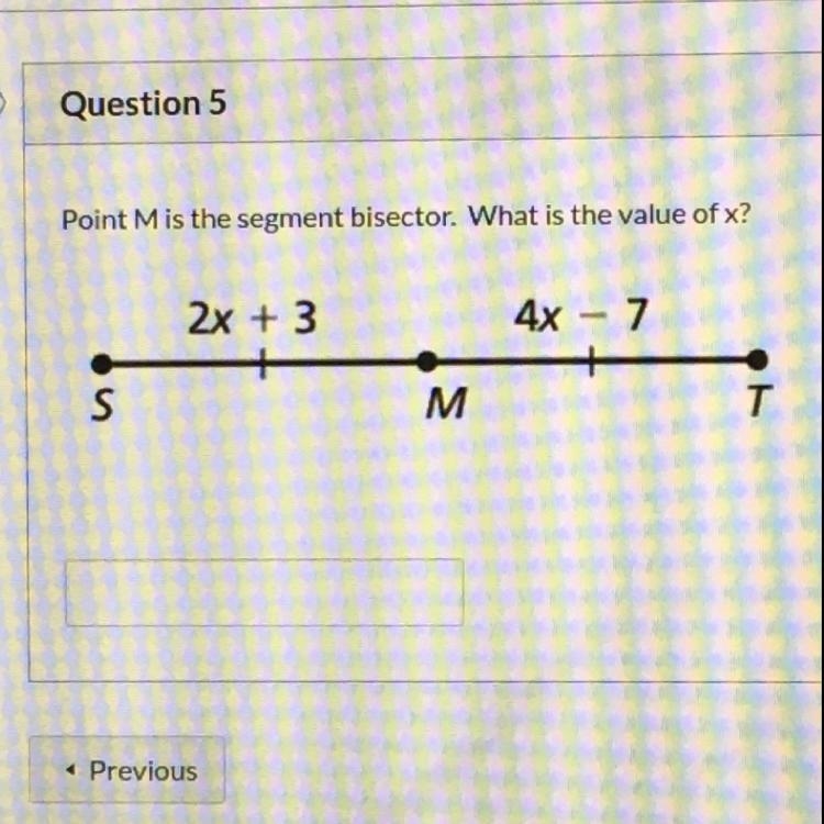 Point M is the segment bisector. what is the value of x?-example-1