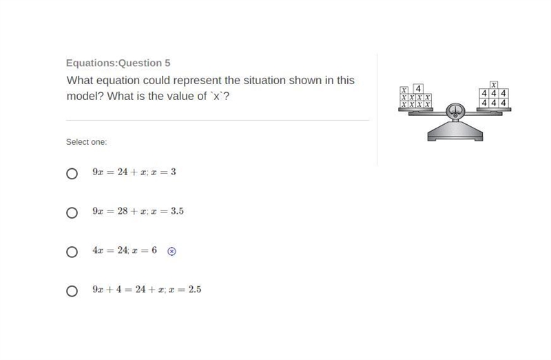 What equation could represent the situation shown in this model? What is the value-example-1