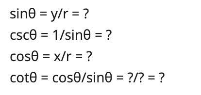 PLEASE HELP ME!! Given the point (5, -12) and r = 13, find cot0-example-1