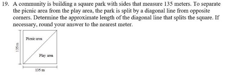 What’s the length of the diagonal line that splits the square?-example-1